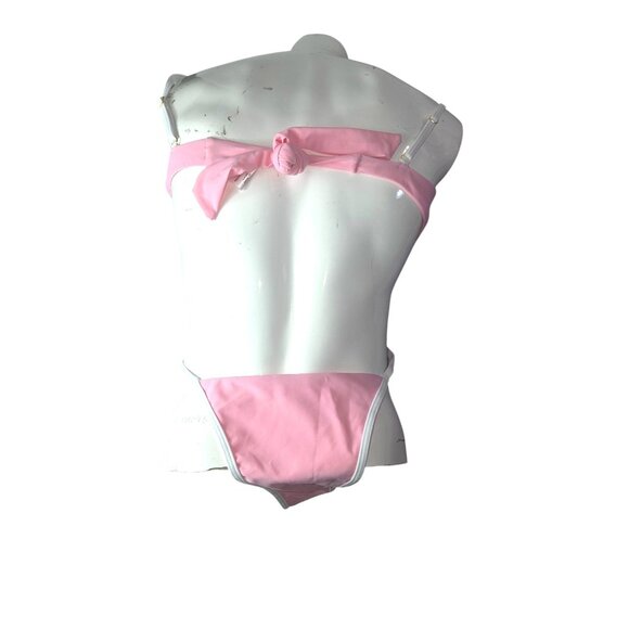 Pink Bikini Swimsuit 2 pc Set*Cheeky*White Trim & Tie Back*Sissy*Cosplay*XL*New - Picture 3 of 10